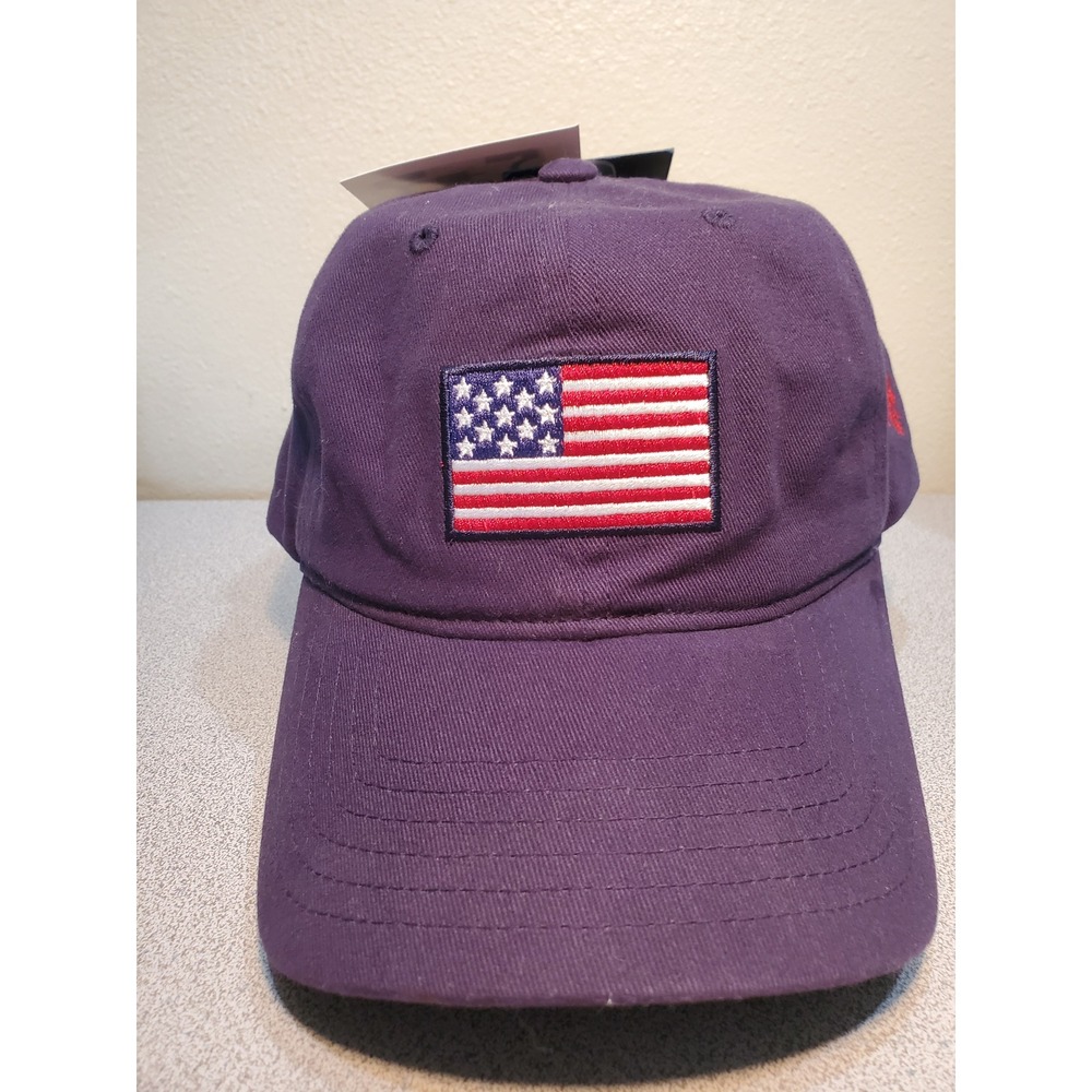 US Polo Assn Navy Blue American Flag Patch Baseball Cap Adjustable Dad Hat NWT